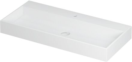 Ink Wastafel United Porselein met 1 kraangat incl. porseleinen click plug en verborgen overloop systeem 100 cm x 45 cm x 11 cm Mat wit 0206072 Mat wit
