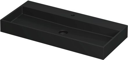 Ink Wastafel United Porselein met 1 kraangat incl. porseleinen click plug en verborgen overloop systeem 100 cm x 45 cm x 11 cm Mat zwart 0206074
