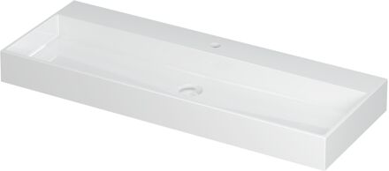 Ink Wastafel United Porselein met 1 kraangat incl. porseleinen click plug en verborgen overloop systeem 120 cm x 45 cm x 11 cm Glans wit 0206101