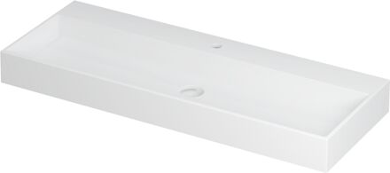 Ink Wastafel United Porselein met 1 kraangat incl. porseleinen click plug en verborgen overloop systeem 120 cm x 45 cm x 11 cm Mat wit 0206102 Mat wit
