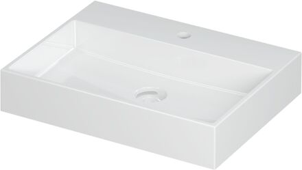 Ink Wastafel United Porselein met 1 kraangat incl. porseleinen click plug en verborgen overloop systeem 60 cm x 45 cm x 11 cm Glans wit 0206011