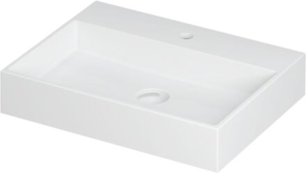 Ink Wastafel United Porselein met 1 kraangat incl. porseleinen click plug en verborgen overloop systeem 60 cm x 45 cm x 11 cm Mat wit 0206012 Mat wit