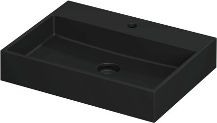 Ink Wastafel United Porselein met 1 kraangat incl. porseleinen click plug en verborgen overloop systeem 60 cm x 45 cm x 11 cm Mat zwart 0206014