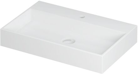 Ink Wastafel United Porselein met 1 kraangat incl. porseleinen click plug en verborgen overloop systeem 70 cm x 45 cm x 11 cm Mat wit 0206032 Mat wit