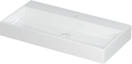 Ink Wastafel United Porselein met 1 kraangat incl. porseleinen click plug en verborgen overloop systeem 90 cm x 45 cm x 11 cm Glans wit 0206051