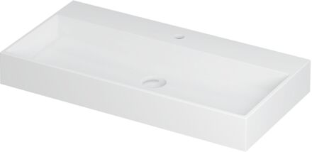 Ink Wastafel United Porselein met 1 kraangat incl. porseleinen click plug en verborgen overloop systeem 90 cm x 45 cm x 11 cm Mat wit 0206052 Mat wit