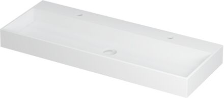 Ink Wastafel United Porselein met 2 kraangaten incl. porseleinen click plug en verborgen overloop systeem 120 cm x 45 cm x 11 cm Mat wit 0206112 Mat wit