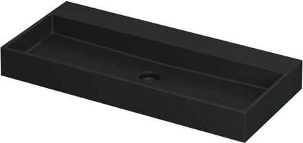 Ink Wastafel United Porselein zonder kraangat incl. porseleinen click plug en verborgen overloop systeem 100 cm x 45 cm x 11 cm Mat zwart 0206064