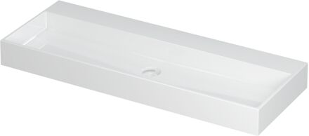 Ink Wastafel United Porselein zonder kraangat incl. porseleinen click plug en verborgen overloop systeem 120 cm x 45 cm x 11 cm Glans wit 0206091