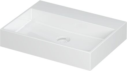 Ink Wastafel United Porselein zonder kraangat incl. porseleinen click plug en verborgen overloop systeem 60 cm x 45 cm x 11 cm Glans wit 0206001