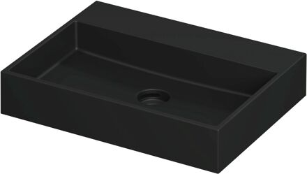 Ink Wastafel United Porselein zonder kraangat incl. porseleinen click plug en verborgen overloop systeem 60 cm x 45 cm x 11 cm Mat zwart 0206004
