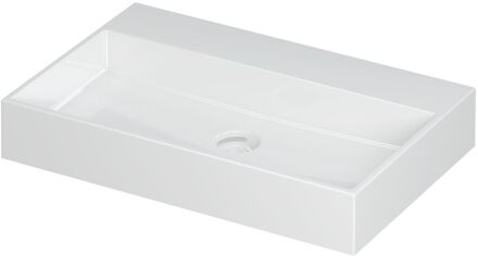 Ink Wastafel United Porselein zonder kraangat incl. porseleinen click plug en verborgen overloop systeem 70 cm x 45 cm x 11 cm Glans wit 0206021