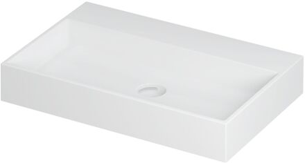 Ink Wastafel United Porselein zonder kraangat incl. porseleinen click plug en verborgen overloop systeem 70 cm x 45 cm x 11 cm Mat wit 0206022 Mat wit