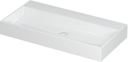 Ink Wastafel United Porselein zonder kraangat incl. porseleinen click plug en verborgen overloop systeem 90 cm x 45 cm x 11 cm Glans wit 0206041