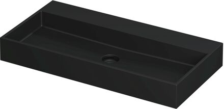 Ink Wastafel United Porselein zonder kraangat incl. porseleinen click plug en verborgen overloop systeem 90 cm x 45 cm x 11 cm Mat zwart 0206044