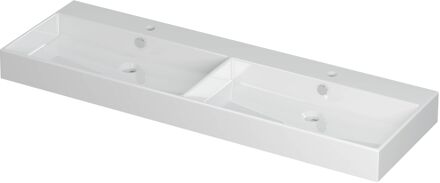 Ink Wastafel Unlimited Porselein dubbel met 2 kraangaten 140 cm x 45 cm x 11 cm Glans wit 0202121
