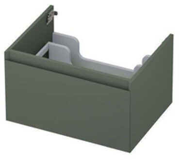 Ink Wastafelonderkast - 60x45x35cm - 1 lade - greeploos - 45 graden afwerking rondom - MDF lak Mat beton groen 1240107