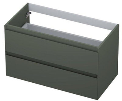 Ink Wastafelonderkast - 90x45x52cm - 2 lades - greeploos - 45 graden afwerking rondom - MDF lak Mat beton groen 1240467