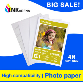 INKARENA 100 Sheets 4R High Glossy Photo Paper For Inkjet Printer Photo studio Photographer imaging Printing Paper 6 inch