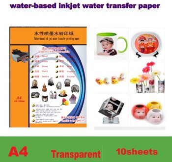 Inkjet Water Slide Decal Transfer Papier A4 Size Diy Nail Decal Transparante Kleur Afdrukken Papier Inkjet Waterglijbaan Decalpapier 10sheets transparant