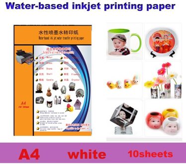 Inkjet Water Slide Decal Transfer Papier A4 Size Diy Nail Decal Transparante Kleur Afdrukken Papier Inkjet Waterglijbaan Decalpapier 10sheets wit