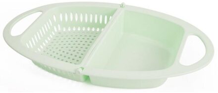 Inklapbare Afvoer Mand Fruit Pot Wassen Huishoudelijke Fruit Mand Plastic Plantaardige Mand Gootsteen Kom Wassen groen