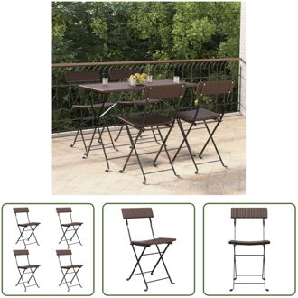 Inklapbare bistrostoelen - Tuin en terras - 160 x 80 x 92 cm - PE-rattan Bruin