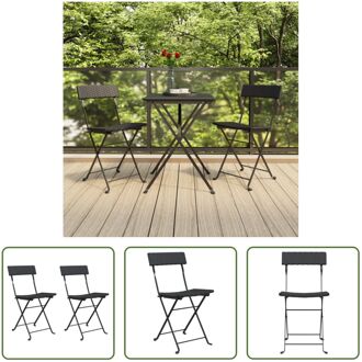 Inklapbare Bistrostoelen - Zwart - 40x45x79 cm - PE-rattan - Staal