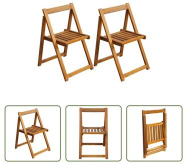 Inklapbare Buitenstoelen - Set van 2 - Acaciahout - Natuurlijke Olieafwerking - 47x50x75 cm Bruin