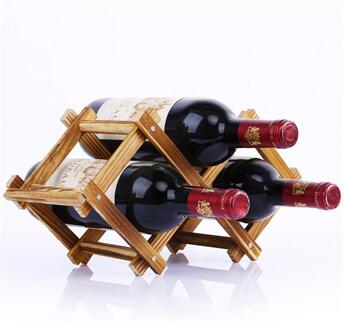 Inklapbare Houten Wijnrekken Fles Kast Stand Houders Houten Plank Organisator Opslag Voor Retro Vitrinekast 3bottle
