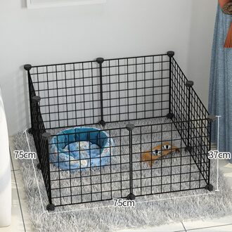 Inklapbare Huisdier Hek Ijzeren Hek Puppy Kattenbakvulling Huis Sport Training Ruimte Hond Levert Konijn Cavia Kooi 8stk zwart