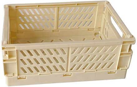 Inklapbare Krat Plastic Vouwen Opbergdoos Mand Utility Cosmetische Container Desktop Houder Thuisgebruik geel