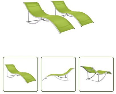 Inklapbare Ligbedden - Set van 2 - Groen en Grijs - 60 x 159 x 62 cm - 160 kg draagvermogen