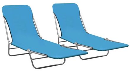 Inklapbare ligbedden - Strandstoelen - Blauw - 55x182x24cm - Verstelbare rugleuning
