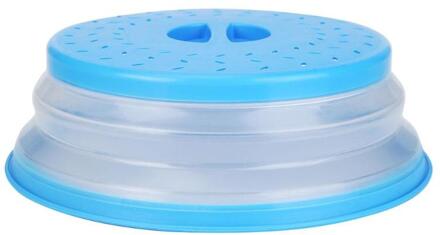 Inklapbare Magnetron Deksel Vouwen Siliconen Magnetron Plaat Cover Vergiet Zeef Voor Fruit Groenten 10.5 Inch Blauw