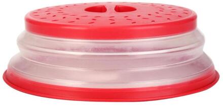 Inklapbare Magnetron Deksel Vouwen Siliconen Magnetron Plaat Cover Vergiet Zeef Voor Fruit Groenten 10.5 Inch Rood