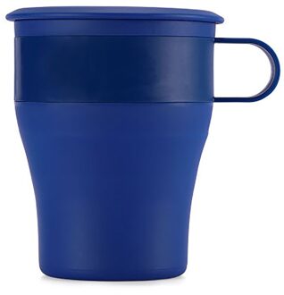 Inklapbare Siliconen Cups Met Handvat En Stro Opvouwbare Reizen Koffie Mok Cup Multifunctionele Opvouwbare Silica Mok Reizen # t2 donker blauw
