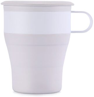 Inklapbare Siliconen Cups Met Handvat En Stro Opvouwbare Reizen Koffie Mok Cup Multifunctionele Opvouwbare Silica Mok Reizen # t2 grijs