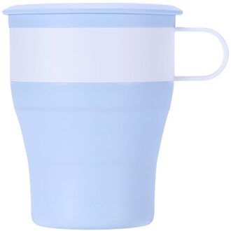 Inklapbare Siliconen Cups Met Handvat En Stro Opvouwbare Reizen Koffie Mok Cup Multifunctionele Opvouwbare Silica Mok Reizen # t2 licht blauw