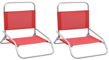 Inklapbare strandstoelenset - 51 x 61 x 58 cm - Rood oxford stof met PE-coating en staal
