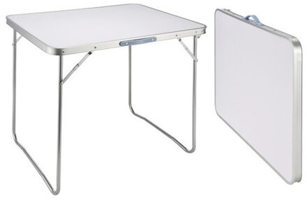 Inklapbare tafel voor op de camping 80 x 60 x 69 cm - Campingtafels Wit