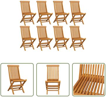 Inklapbare Teakhouten Tuinstoelen - 47x60x89 cm - Set van 8 Bruin