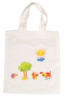 Inkleurbaar tasje blanco DIY - 38 x 42 cm - fairtrade katoen Wit