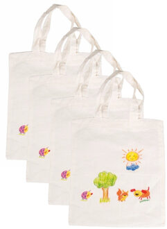 Inkleurbaar tasje blanco DIY - 4x - 38 x 42 cm - fairtrade katoen