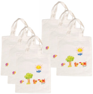 Inkleurbaar tasje blanco DIY - 6x - 38 x 42 cm - fairtrade katoen