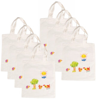 Inkleurbaar tasje blanco DIY - 8x - 38 x 42 cm - fairtrade katoen