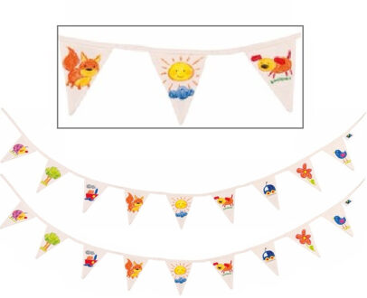 Inkleurbare blanco vlaggenlijn DIY - 2x - katoen - 110 cm