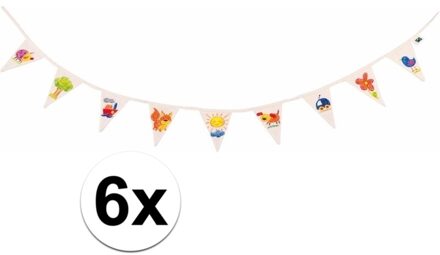 Inkleurbare blanco vlaggenlijn DIY - 6x - katoen - 110 cm