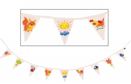 Inkleurbare blanco vlaggenlijn DIY - katoen - 110 cm Multi
