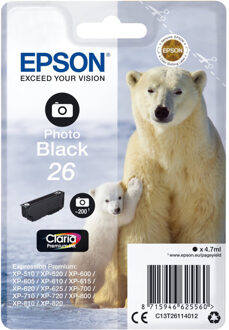 Inktcartridge Epson 26 T2611 foto zwart